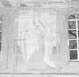 kościół pw. Podwyższenia Krzyża Świętego - wnętrze - nawa główna - ściana południowa - fragment polichromii, skan 1