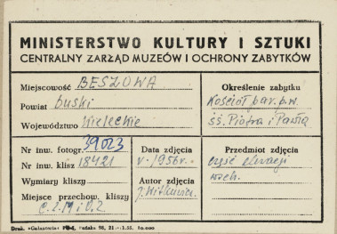 Kościół parafialny - fragment elewacji wschodniej - metryczka, skan 1
