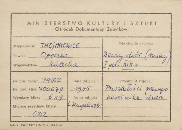 Zespół dworski - ruiny dworu - metryczka, skan 1