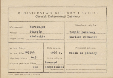 Zespół pałacowy - widok od płd. na pawilon wsch. - metryczka, skan 1