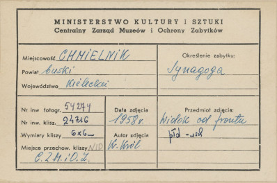 Synagoga - widok zewnętrzny od strony płd-wsch. - metryczka, skan 1