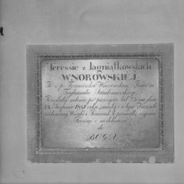 Kościołem pw. św. Katarzyny Aleksandryjskiej - epitafium Teresy Wnorowskiej, skan 1