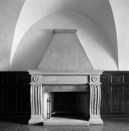 pałac von Strachwitzów - wnętrze - parter - sala zachodnia - ściana południowa - kominek, skan 1