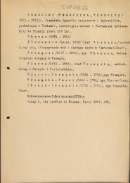 tekst, notatka do tematu "Francini, Franchine, Francine, XVI-XVIII - francuska dynastia inżynierów i hydraulików" - lista członków rodziny, skan 1