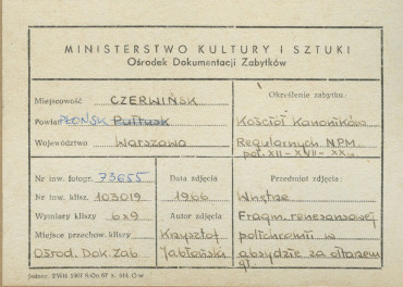 Zespół opactwa - kościół, fragment polichromii w absydzie prezbiterium - metryczka, skan 1