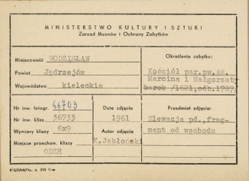 Kościół parafialny - fragment, widok od strony płd. - metryczka, skan 1