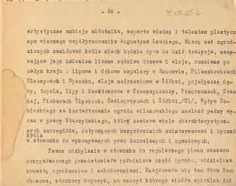 Notatki stanowiące materiał roboczy do publikacji na temat ogrodów warszawskich (w tym konspekt pracy, podział założeń ogrodowych na epoki oraz tabela z wymienionymi obiektami ogrodowymi na terenie Warszawy), skan 17