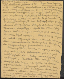 notatka na temat warszawskiego ogrodu pomologicznego, stanowiąca wypis z Chodorowicz I., Fryze F., "Przewodnik po Warszawie i jej okolicach" , Warszawa 1873, s.68, stanowiąca informację na temat różnych założeń i koncepcji ogrodowych wykorzystywanych w aklimatyzacji drzew i krzewów owocowych, skan 1