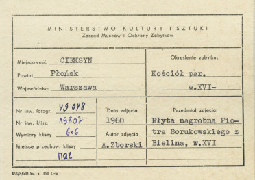 Kościół parafialny - wnętrze, płyta nagrobna - metryczka, skan 1