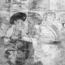 kościół pw. św. Elżbiety Węgierskiej - wnętrze - nawa główna - ściana północna - polichromia - Sąd Krwi - fragment, skan 1