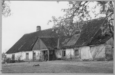 Dworek drewniany - widok ogólny od frontu, skan 1