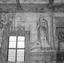 kościół pw. św. Elżbiety Węgierskiej - wnętrze - prezbiterium - ściana południowa - polichromia - św. Tomasz i św. Mateusz, skan 1