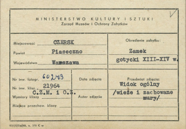 Ruiny zamku - widok ogólny od strony wsch. - metryczka, skan 1