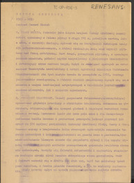 tekst roboczy do publikacji "Ogrody Polskie", wyd. Warszawa, 1954 – fragment rozdziału II, Ogrody Odrodzenia – kolejna wersja , skan 1