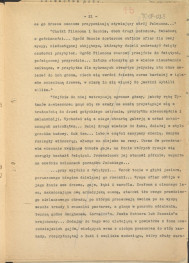 tekst podzielony na części składowe (cz.4) pełnego rozdziału stanowiący materiał roboczy przygotowany z myślą o publikacji "Ogrody Polskie" (wyd. 1954) wraz z naniesionymi poprawkami, oddzielnie przygotowaną obwolutą oraz przypisami, skan 21