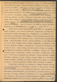 materiały robocze, tekst z publikacji "Ogrody Polskie" łączący w sobie treści z rozdziałów III i IV. Po drugiej stronie kart m.in. listy historycznych założeń ogrodowych z podziałem na powiaty np. Janów Lubelski, Siedlce., skan 5