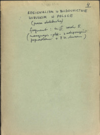 Regionalizm w budownictwie wiejskim w Polsce; praca doktorska; fragment cz. III rozdz. 5, skan 1