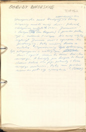 tekst uzupełniony fotografiami oraz rysunkami stanowiący materiał roboczy do zagadnień sztuki ogrodowej oraz przemian w kształtowaniu miast w epoce gotyku, zgrupowany w rozdzaiły: uwagi ogólne, piśmiennictwo ogrodnicze, ogrody siedlisk wiejskich, dworskich oraz zamkowych,rezydencje letnie, dwory myśliwskie, zwierzyńce, miasto., skan 9