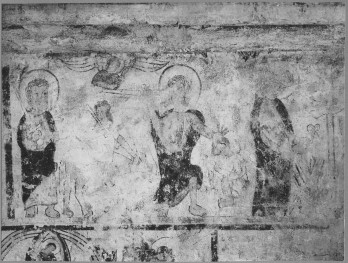 Zespół opactwa - kościół, kaplica św. Krzyża, fragment polichromii na ścianie wsch.  , skan 1