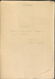 materiał roboczy, wg. opisu z obwoluty wydany drukiem w BMiOZ, seria B, t. XXIII, 1968, s. 153-168, na temat teorii i praktyki konserwatorskiej stosowanych w odniesieniu do różnych założeń ogrodowych i parków w ujęciu historycznym oraz zagadnień związanych z rekonstrukcją ogrodów zabytkowych, skan 1