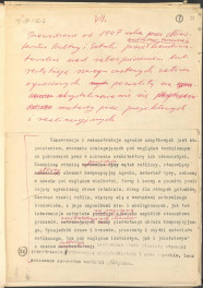 materiał roboczy, wg. opisu z obwoluty wydany drukiem w BMiOZ, seria B, t. XXIII, 1968, s. 153-168, na temat teorii i praktyki konserwatorskiej stosowanych w odniesieniu do różnych założeń ogrodowych i parków w ujęciu historycznym oraz zagadnień związanych z rekonstrukcją ogrodów zabytkowych, skan 26