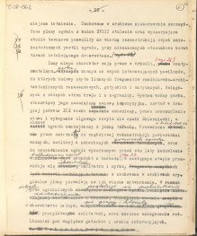 materiał roboczy, wg. opisu z obwoluty wydany drukiem w BMiOZ, seria B, t. XXIII, 1968, s. 153-168, na temat teorii i praktyki konserwatorskiej stosowanych w odniesieniu do różnych założeń ogrodowych i parków w ujęciu historycznym oraz zagadnień związanych z rekonstrukcją ogrodów zabytkowych, skan 31