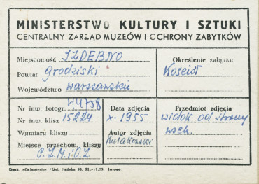 Kościół parafialny - widok od strony płd. -  wsch. na prezbiterium - metryczka, skan 1