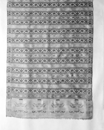 Muzeum Narodowe - zbiory - pas jedwabny dwustronny - Rosja /XVIII wiek/ - głowa i wciąża /fragment/ - awers, skan 1